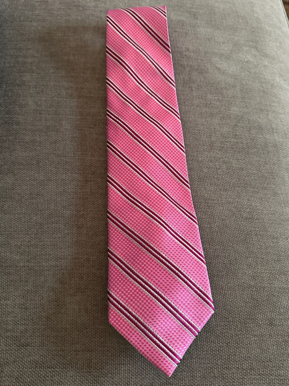 Beau Brummel SOHO Men’s Luxury Tie Pink Diagonal Stripes